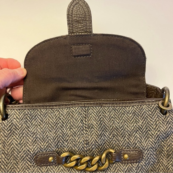 J Crew Womens Tweed 100% Wool Wristlet Gold Chain Magnetic Clasp Small Wristlet - Picture 11 of 11